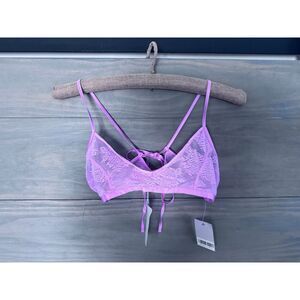 Savage x Fenty Lace Bra Tie Back Adjustable‎ Size Medium Pink Valentines Day